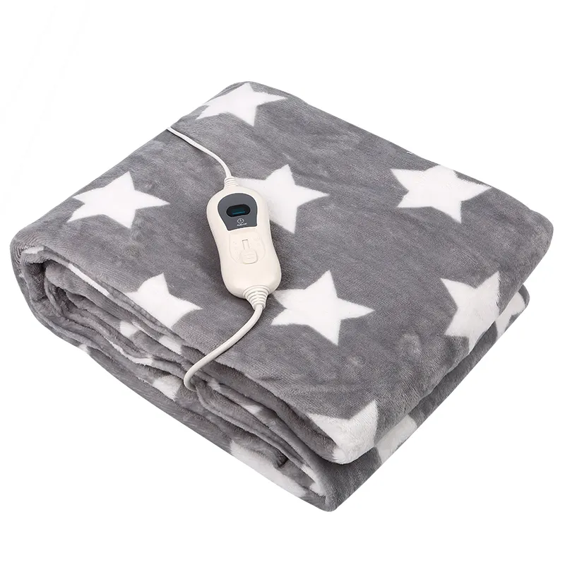 180X130cm Customized size Star printing over blanket soft flannel electric heated overblankat with washable