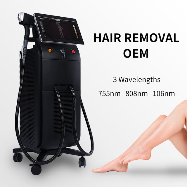 OEM 755 808 1064 Diode Lase Hair Removal Machine ODM logo 16 bar Depilation 808 Diode Laser Hair Removal Beauty Equipment