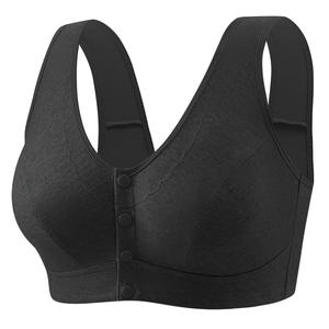 Ropa interior de mujer de mediana edad de gran tamaño MM, Copa grande, sujetador de correas ajustables transpirable sólido sin Alambre de algodón fino - Product Image 5