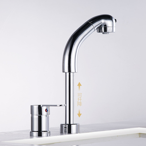 Basin Faucet Single Handle Pull Out <b>Spray</b> 2 Hole Deck <b>Mounted</b> Ceramic Valve Core - Product Image 2