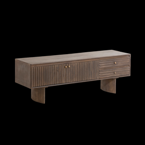 ตู้วางทีวีไม้เนื้อแข็งโครงสร้างแข็งแรง พร้อมแผงไม้แกะสลักลายพิเศษสำหรับห้องนั่งเล่น - Product Image 2