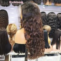 Perruque en cheveux humains vierges bruts vietnamiens, qualité 12A, 34 pouces, avec closure HD 13x4, effet vague océanique, pour la fabrication de perruques (vente en gros)