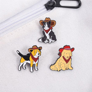 Divertido vaquero perro esmalte alfileres lindo dibujos animados vaquero sombrero perro broches decoración mochila solapa insignia joyería regalos para amor perro amigos - Product Image 5