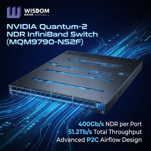 Brand New NVIDIAs MQM9790-NS2F Quantum-2 NDR 400G InfiniBand Switch 32 OSFP 1U P2C Unmanaged for AI HPC Computing Cluster