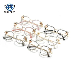 Teenyoun Est Cat Eye Anti Blue Light Luxury Diamond Glasses Wholesale Optical Spectacle Eyeglasses Frames - Product Image 5