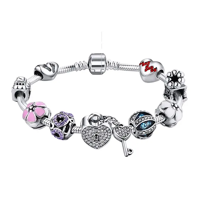 Pingente de prata esterlina 925, pingente personalizado pulseira de prata ajuste original pulseira bracelete colar estilo mulheres jóias