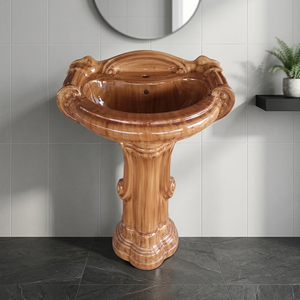 Lavabo de Pedestal de Superficie Sólida con Forma Antigua, Lavabo Independiente para Baño, Artículos Sanitarios para Hotel - Product Image 4