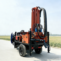 Machine de forage de puits d'eau mobile à haute efficacité, 300 m, haute performance, montée sur 3 roues