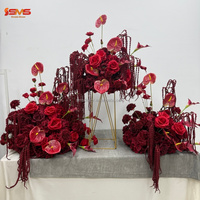 Fleurs et plantes décoratives SMS pour centres de table de mariage et événements, boule de fleurs artificielles en soie rose rouge, Anthurium, Orchidée
