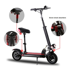 Trottinette électrique pliable avec siège, double suspension, moteur sans balais, frein à disque, trottinette électrique pour adultes - Product Image 2
