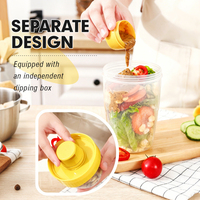 Gobelet de rangement portable à double compartiment pour salade avec récipient à sauce intégré et fourchette-cuillère pour les voyages, le petit-déjeuner, les fruits, le yaourt et les collations