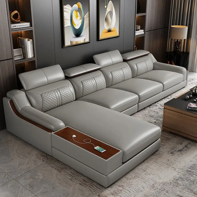 Home Modern Living Room Furniture L Shape Seater Leather Sectional Couch Luxury Recliner Sets Sala Live Couches Sofa Set