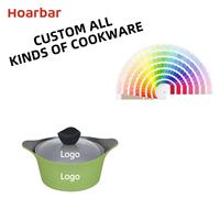 Lot de 10 casseroles en fonte d'aluminium au design classique couleur rose avec revêtement en céramique et fond à induction ustensiles de cuisine durables