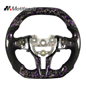 Volant sport personnalisé en fibre de carbone forgée violet avec poignées en microfibre pour Hyundai Elantra N I30N I20N N-line 2018-2026 - Product Image 1