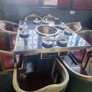 Table à manger de certification CE de <span class=keywords><strong>prix</strong></span> usine chinoise avec la marmite chaude sans fumée intelligente pour Xichuanbuluo - Product Image 1