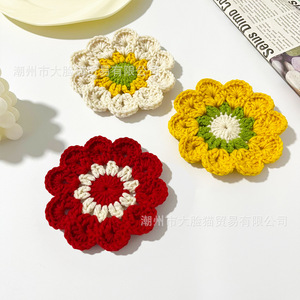 Posavasos florales hechos a mano, tapetes aislantes redondos de hilo para decoración de mesa - Product Image 1