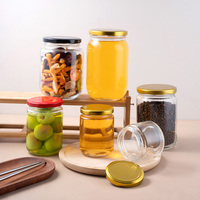 Pot en verre transparent personnalisé pour miel et confiture, rond, 100ml, 150ml, 200ml, 350ml, 500ml, 750ml, vide, avec emballage en boîte