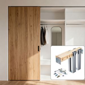 WEKIS Quincaillerie moderne pour porte coulissante invisible à fermeture douce, en aluminium et acier, pour montants en bois, pour entrée et salle de bain - Product Image 1