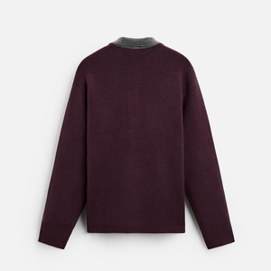 Knitwear Supplier Custom Color Block Italian-cashmere Wool Sweater <strong>Shirt</strong> Quality Knit Polo Button <strong>Collar</strong> <strong>Jumper</strong> <strong>Men</strong> - Product Image 4