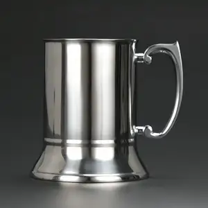 Hot Selling 1 Pint Stainless Steel Tankard Plain Straight Pewter Double-Walled Beer Stein for Coffee and Water