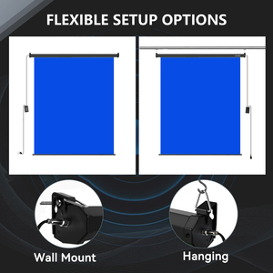 RAUBAY Motorized Pull Down Blue Screen Backdrop-78.7" x 86.6" Collapsible Wall-Mount Background Professional Content Production - Product Image 6