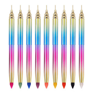 Crayon de cire rétractable double extrémité blanc et rose, outil de prélèvement de strass, stylo de prélèvement double face pour la peinture diamant et le nail art - Product Image 1