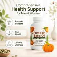 Complément d'herbes naturelles pour la prostate, huile de graines de citrouille, soutient le bien-être masculin, la croissance des cheveux et la fonction urinaire, soutien immunitaire, adulte