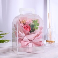 Vente directe d'usine : Savon en forme de rose, cadeau avec boîte-cadeau et sac à main, fleur artificielle transparente, nœud papillon, rose parfumée florale