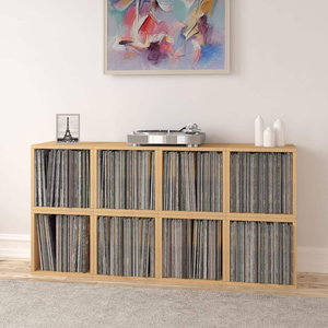 Exhibidor de Madera Natural, <span class=keywords><strong>Caja</strong></span> de Almacenamiento Modular Multifuncional para Colección de Vinilos, CDs y Revistas, Exhibición Ecológica - Product Image 4