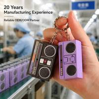 Mini enregistreur de cassette rétro créatif personnalisé, en plastique, rotatif, fonction d'enregistrement, portable, porte-clés