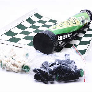 CHRTトラベルトーナメントサイズ安いチェスピースグリーンロールプラスチック屋外チェスゲームセット - Product Image 6