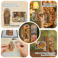 Kit de bricolage Tonecheer en gros : Tour d'horloge rétro, puzzle 3D en bois, maison miniature DIY pour les détaillants de briques et de mortier