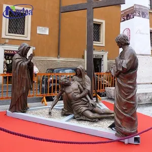 Grande sculpture en bronze de la croix de Jésus, 14 stations du chemin de croix, Jésus crucifié, statues de Jésus en bronze - Product Image 6