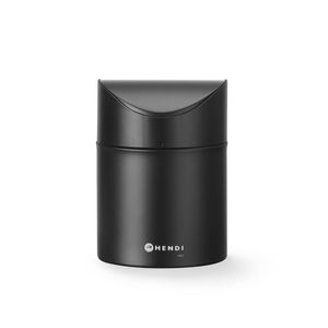 HENDI Cestino per Rifiuti da Tavolo Nero 1.2L con Coperchio a Battente, Attrezzatura da Cucina Commerciale, Diametro 120mm e Altezza 165mm - Product Image 1