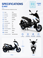 Moto Q Max 150 150cc, 10kW, 4 temps, refroidissement par air, essence, couple de 14 N.m, pneus 120/70-13, frein à disque, 130 kg, réservoir de 10 L