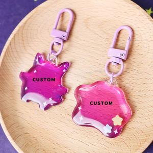 Custom Double-Sided UV Printed Epoxy Acrylic <b>Phone</b> Keychain Glitter Powder Plastic Anime Style <b>Phone</b> Charm Cartoon Metal Pendant - Product Image 1