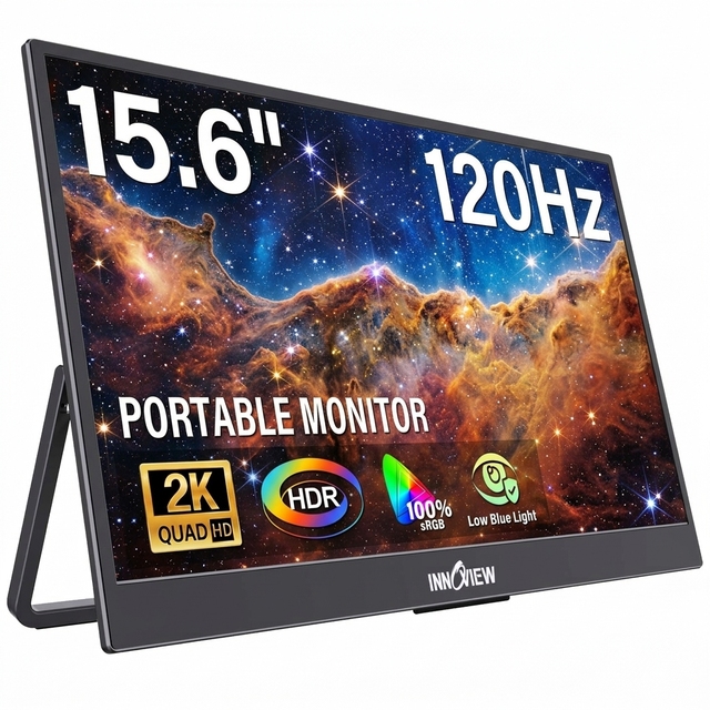 15.6 Inch Portable Second Monitor With 2560X1440 120Hz FreeSync Tear Free Technology for Fast Gaming Titles