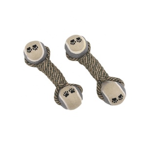 Jouet interactif pour chien en forme d'haltère avec nœud et balle, pour la mastication et le nettoyage des dents, vente en gros - Product Image 2