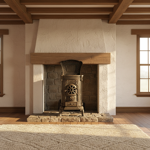 Poêle <span class=keywords><strong>à</strong></span> <span class=keywords><strong>bois</strong></span> vintage en fonte <span class=keywords><strong>de</strong></span> style western |   Poêle multifonction pour le chauffage et la cuisson en intérieur - Product Image 2