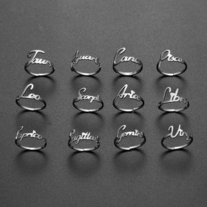 Anillo de Acero Inoxidable Ajustable con Baño de Oro de 18K y PVD Plateado, Resistente al Agua, con Signo del Zodíaco, para Mujer, Venta al Por Mayor - Product Image 6