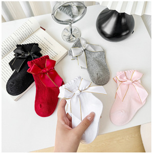 HY-4726 Style espagnol nœud chaussettes bébé 3D nœud chaussettes cheville petite fille <span class=keywords><strong>bas</strong></span> courts - Product Image 1