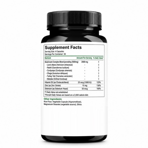 Mushroom Complex Capsules Herbal <b>Supplement</b> Organic Maitake Extract Organic Chaga Extract Organic Turkey Tail Extract Immune - Product Image 2