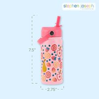 Botol termos Stainless Steel luar angkasa lucu 14oz kustom dengan sedotan untuk anak-anak botol air terisolasi vakum berkemah portabel