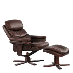 Phòng khách sử dụng Brown PU Leather ngồi có thể ngả phòng chờ ghế với Ottoman
