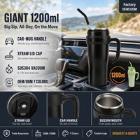 Bouteille d'eau isotherme en acier inoxydable de 1200 ml (40 oz) avec paille et poignée, grande capacité, pour voiture, personnalisable avec logo – Vente en gros