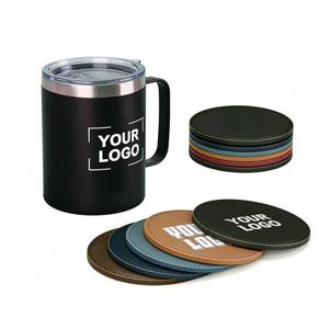Sous-verres ronds en cuir PU en gros avec logo personnalisé pour boissons, café, bière, promotionnels, pour restaurants, hôtels, cadeaux, tapis de tasse - Product Image 1