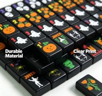 Jeu de Mahjong Américain Classique Noir d'Halloween avec Motif Fantôme pour Collection Cadeau et Jeux de Fêtes Livraison Rapide