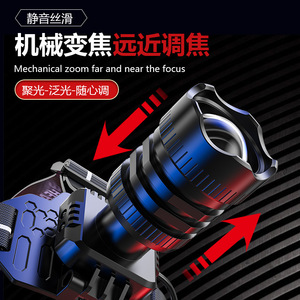 Nouvelle lampe frontale P50 2400 mAh rechargeable à LED haute intensité avec zoom et chargement Type-C pour usage extérieur - Product Image 5