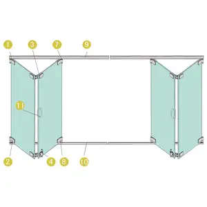 Cierre de puerta plegable de vidrio, profesional, sin marco, para puertas de vidrio