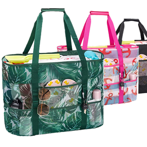 Wholesale Summer Casual Tote Hollow Out Mesh 8 Pockets Open Closure Chain Strap <b>Women</b> Travel Wash <b>Bags</b> Fitness <b>Swimming</b> Storage - Product Image 4